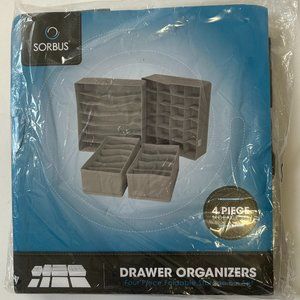 Sorbus Set of 4 Foldable Drawer Dividers, Storage Boxes, Closet Organizers gray